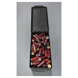 Assorted 12 Gauge Shells in Metal Ammo Container