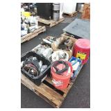 Waste fire container / ratchet straps / hose