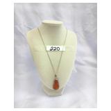 Sterling Silver Amber Pendant Necklace