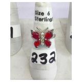 Sterling Silver Size 6 Butterfly Ring