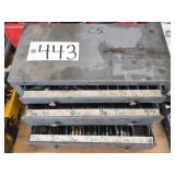 Various drill bits w/ metal organizer
