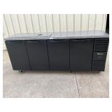 92ï¿½ True back bar refrigerator on casters