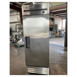 True 1 door stainless steel freezer on casters