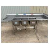 Stainless steel 3 comp sink
