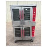Vulcan gas double stack convection oven on casters