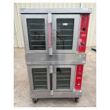 Vulcan gas double stack convection oven on casters