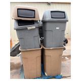 Lot of commercial trash cans