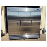New in box 3 Door Reach In Freezer on casters