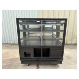 2 door glass bakery case on casters