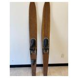 Vintage Mid-Century Wooden Water Skis Wall Decor