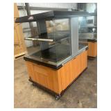 Custom deli two tier heated merchandiser on caster