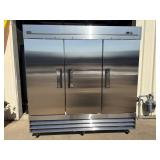 New in box 3 Door Reach In Freezer on casters