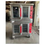 Vulcan gas double stack convection oven on casters
