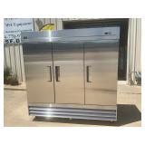 New in box 3 Door Reach In refrigerator on casters