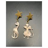 Cat and mouse earring