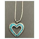 Heart inlay pendant with chain necklace. Untested