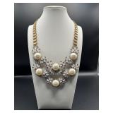 Floral bib statement necklace