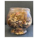 Glass jewelry jar.