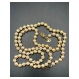 Vintage Long Faux Pearl Necklace: