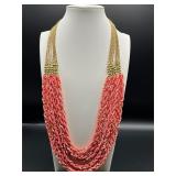 multi-strand pink seed beads necklace