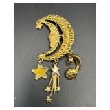 vintage 'Man in the Moon' celestial brooch pin