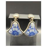vintage BEREBI earrings featuring a blue flower