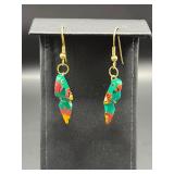 vintage, hand-painted wooden parrot earrings