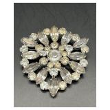 Large vintage rhinestone brooch pin. Open back.