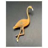 vintage enameled  flamingo brooch pin
