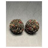 vintage earrings feature a handcrafted seed beads