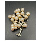 Vintage Tree of Life Brooch with Faux Pearls