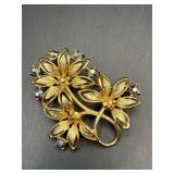 Vintage Lisner Aurora Borealis Flower Brooch