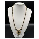 Vintage four leaf clover green rhinestone choker