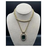 large faux emerald pendant