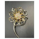 Vintage Sarah Cov AB Rhinestone Flower Brooch Pin