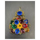 vintage multi-color rhinestone pendant