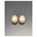 Vintage Baroque Pearl clip on Earrings