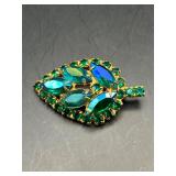 Vintage green and blue brooch pin