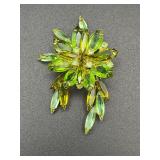 vintage green rhinestone brooch pin