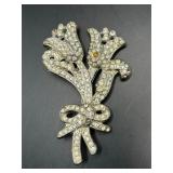 large vintage flower brooch pin