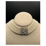 faux pearl choker necklace