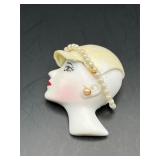 Vintage lady face brooch pin.