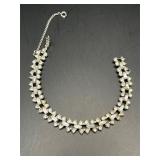 Vintage rhinestone bracelet with safety chain.