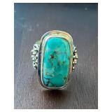 Marked 925. turquoise color statement ring.