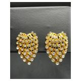 Vintage gold tone clip on earrings.