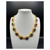 vintage Liz Claiborne gold and red necklace