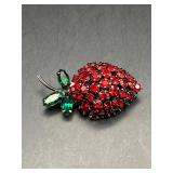 vintage rhinestone strawberry brooch Pin