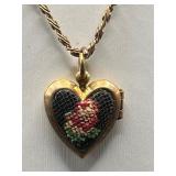 Vintage locket floral needlepoint design