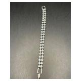 Vintage double strand blue rhinestone bracelet.