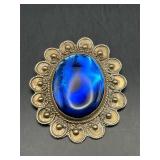 vintage Mexican Alpaca silver pendant brooch,